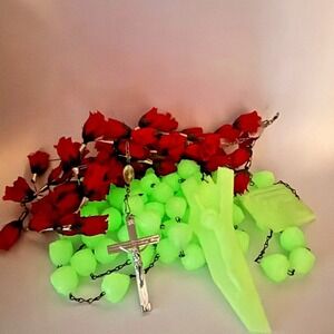 Wall Rosary Ofrenda Lot Fabric Flowers‎ Luminous Huge Unusual Pieces 6 ft